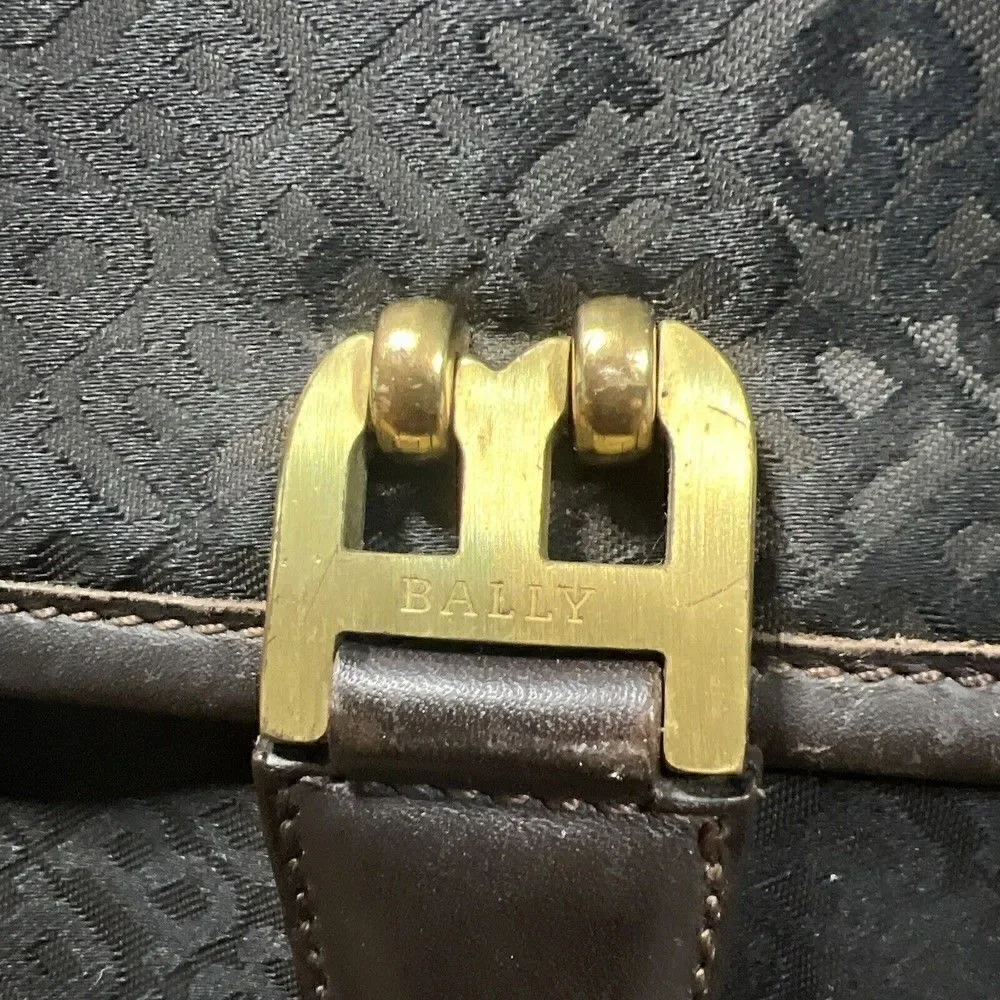 BALLY  Italy Monogram Canvas Leather Shoulder Crossbody Bag